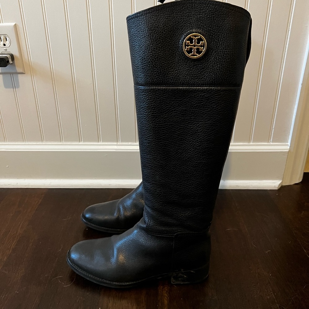 Tory Burch black leather riding boots